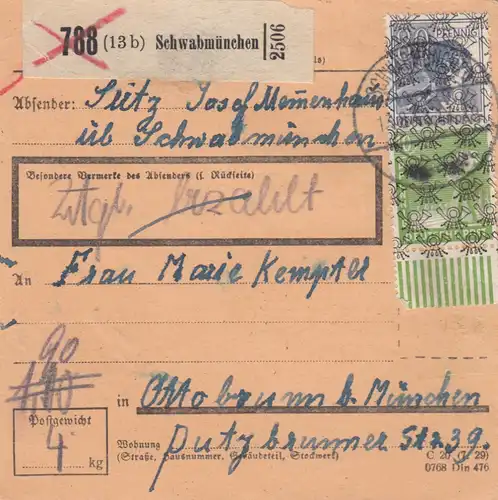 BiZone Paketkarte: Schwabmünchen nach Ottobrunn bei München