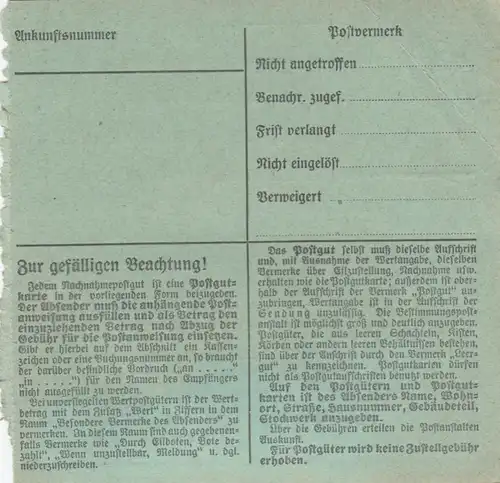 Carte de paquet 1947: Augsbourg n. Biberg, Machines agricoles, Nachn., bes. Formulaire
