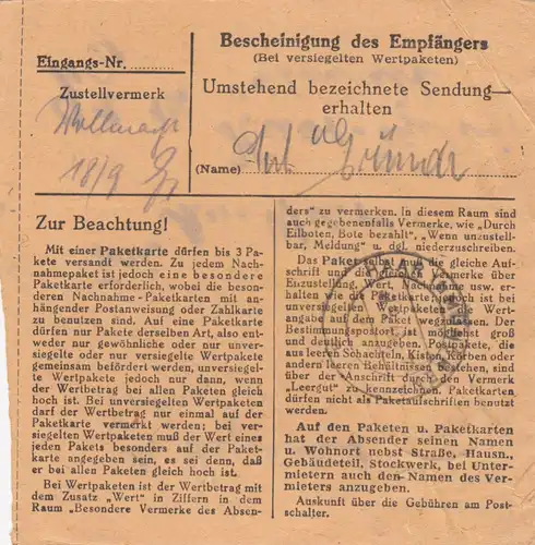 BiZone Paketkarte 1948: Lenggries nach Haar, Heilanstalt