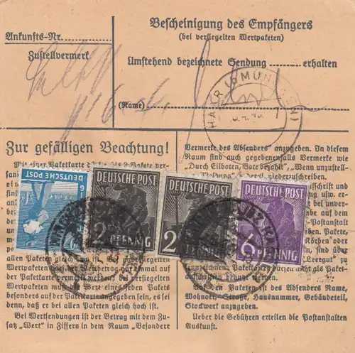 Carte de paquet 1948: Kirchhain par cheveux, Auto-bookeur