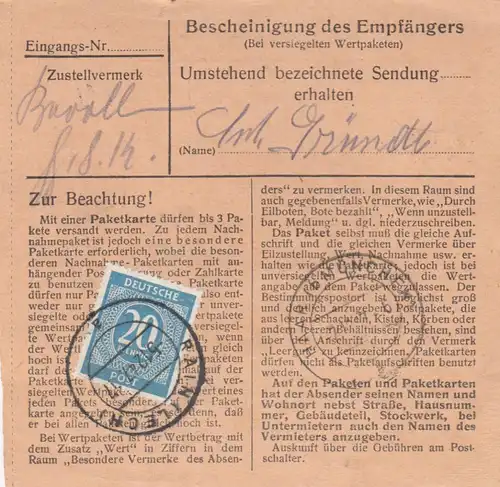 Carte de paquet 1947: Rain Lech par cheveux, établissement de soins