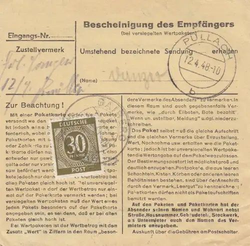 Carte forfait 1948: Gaiberg-Heidelberg d'après Pullach Isartal, supplément