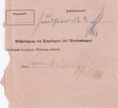 Paketkarte 1948: Notpaketkarte nach Haar München