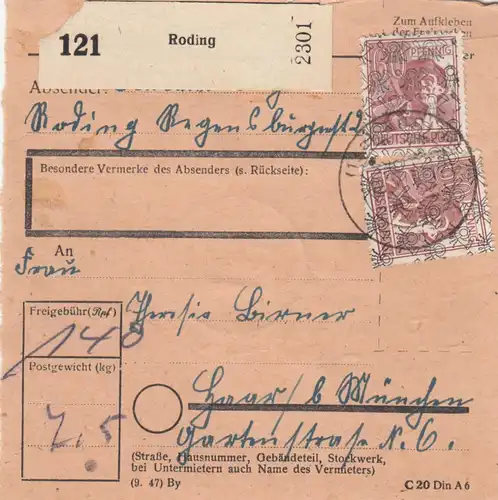 Carte de paquet BiZone: Roding après Haar près de Munich