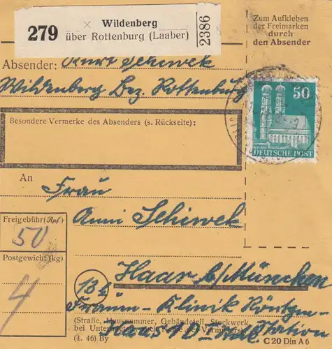 Carte de paquet BiZone 1948: Wildenberg après les cheveux, clinique féminine, maison à rayons X