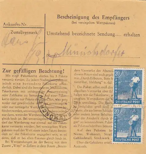 Carte de paquet: Leiblfing après Haar b. Munich