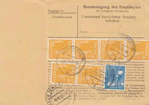 Paketkarte 1947: Gaimersheim nach Haar