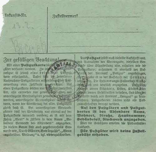 Paketkarte 1948: Dudenhofen n. Hart, falscher Druck Aufkleber, bes. Form.