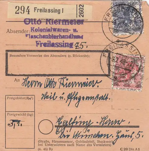 Carte de paquet BiZone 1948: freelassing, vente de bières à la bouteille après Eglfing