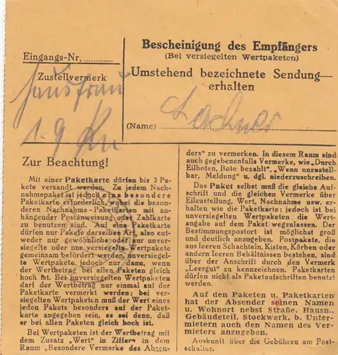 Carte de paquet BiZone 1948: Immenstadt par Haar