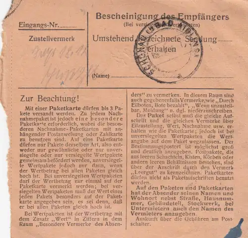 Carte de paquet: Fürth vers Hohenthann, carte de valeur