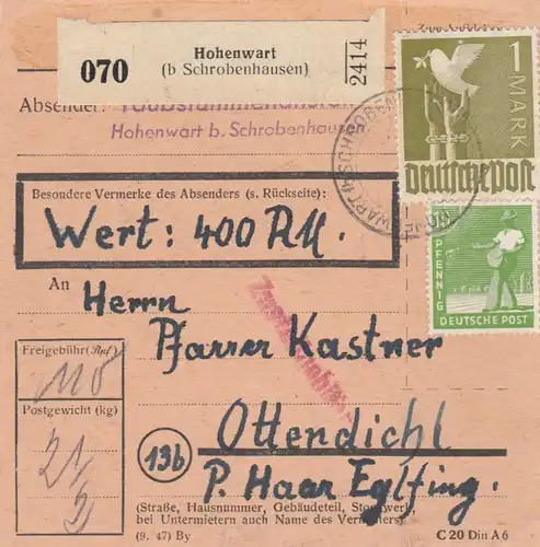 Carte de paquet: Hohenwarte in Ottendihl, Carte