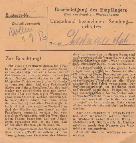 BiZone Paketkarte 1948: Bernried nach Eglfing, Krankenpfleger