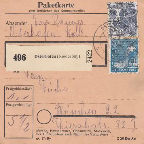 Carte de paquet BiZone: Osterhofen à Munich