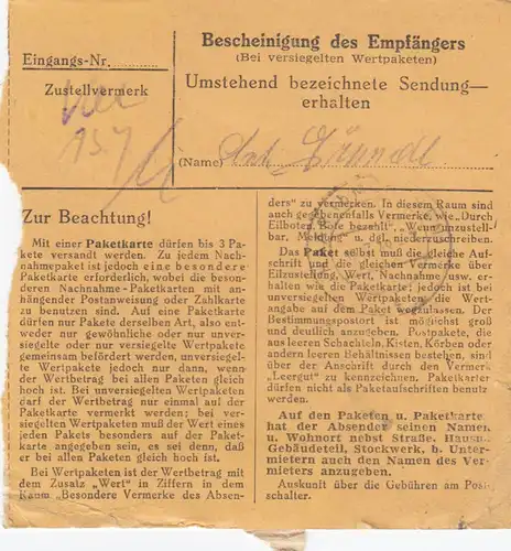 Carte de paquet BiZone 1948: Cour Saale par cheveux, infirmière