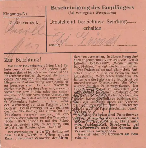 Carte de paquet 1948: Niedererding vers Haar b. Munich