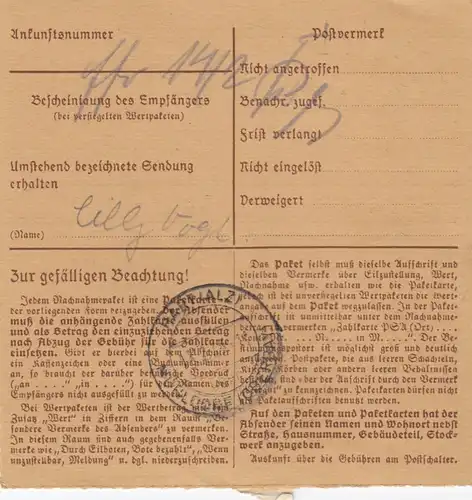 Carte de paquet 1948: Bad Reichenhall vers Hart, Auto-bookeur, Accueil