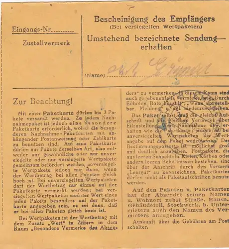 Carte de paquet 1948: Bad Reichenhall après Eglfing Haar, établissement de soins