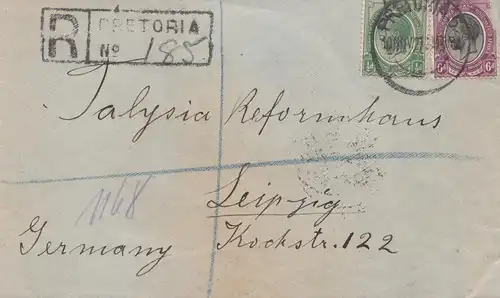 South Africa 1921: Pretoria registered to Leipzig