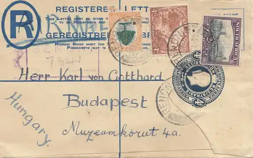 South Africa 1920: registered Benoni to Budapest