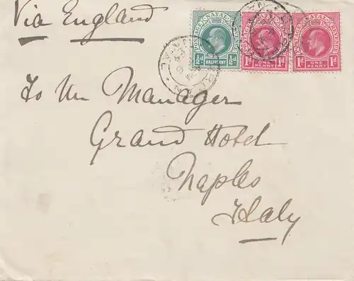 South Africa 1904: Marine Hotel Durban to Napoli/Italy