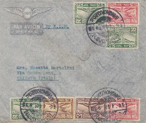 Thaïlande 1940: air mail by KLM Bangkok to Trieste/Italy