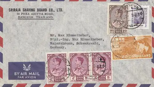 Thailand 1963: air mail Bangkok to Raiersbronn