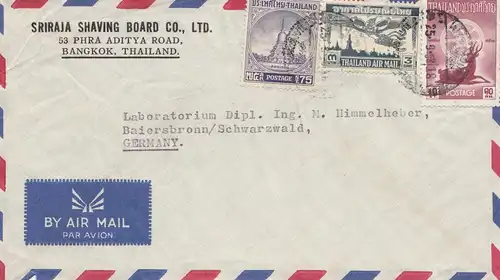 Thaïlande 1958: air mail Bangkok to Baiersbronn