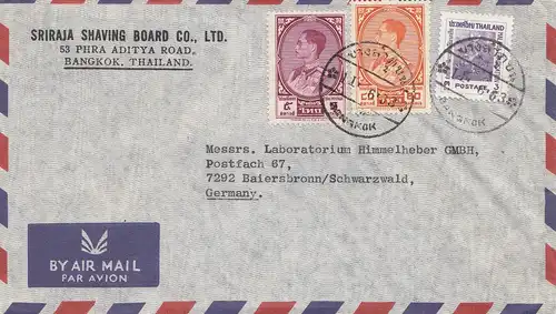 Thailand 1963: air mail Bangkok to Laboratorium Baiersbronn