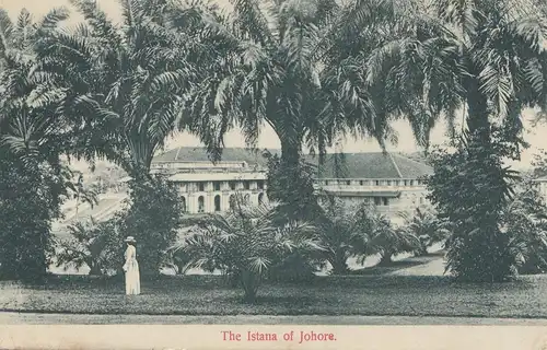 Thailand 1910: post card Istana of Johore/Bangkok to New York