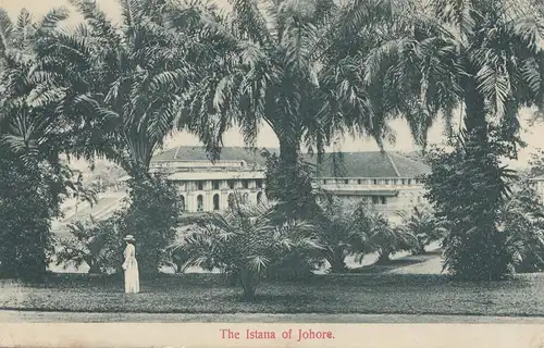 Thaïlande 1910: carte postale Istana of Johore/Bangkok to New York