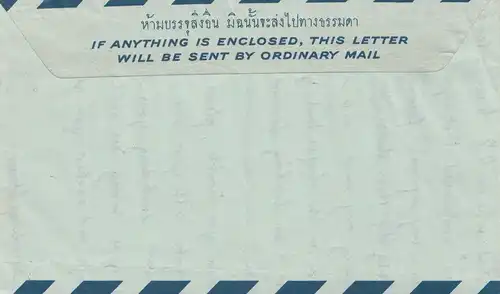 Thaïlande 1958: air letter aerogrammes to California