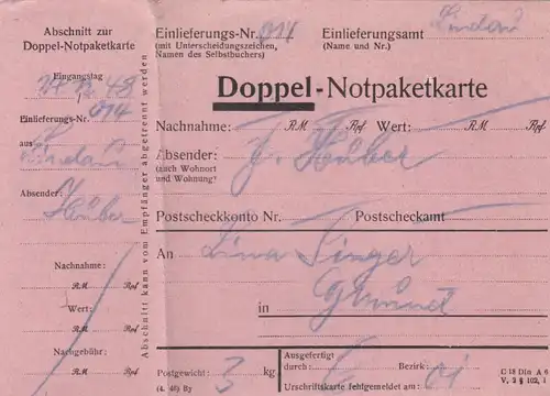 Carte de paquet BiZone 1948: Carte d'urgence double pour Gmund