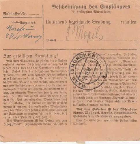 Carte de paquet BiZone 1948: Danglmühle Hauzenberg selon les cheveux, supplément