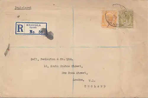 Ouganda 1923: registered Kampala to London