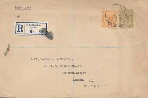 Uganda 1923: registered Kampala to London