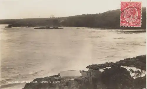 Kenya 192x: Postcard Discovery of the Nile, Speke's stone to Offenbach