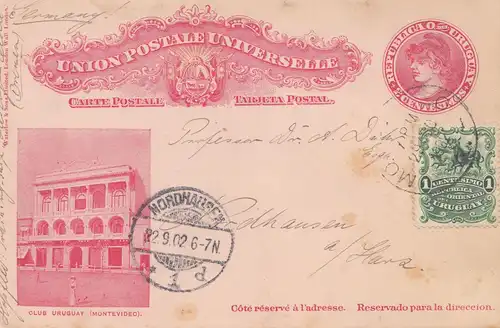 Uruguay 1902: post card Montevideo to Nordhausen/Harz