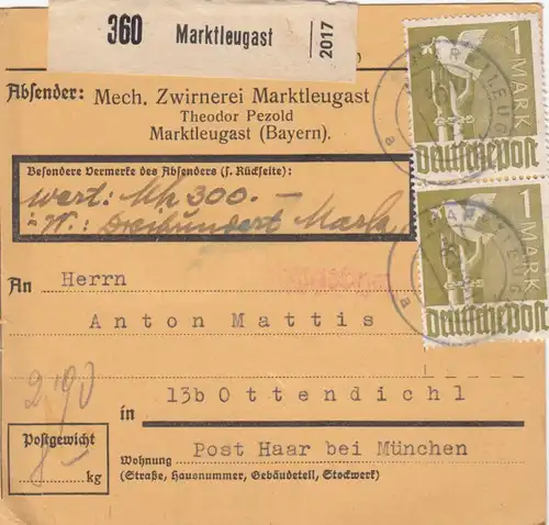 Carte de paquet 1948: Leuciste par Ottendihl, Cartes de valeur, Auto-bookeur