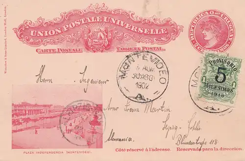 Uruguay 1902: post card Montevideo to Leipzig