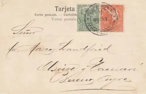 Uruguay 1906: post card MontevideoDiligencia Vadeando un Arroyo to Buenos Aires