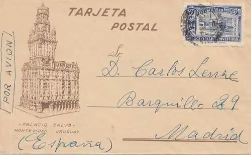 Uruguay 1910: Montevideo via air mail to Madrid/Spain