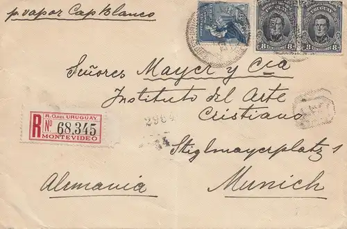 Uruguay 1911: registered Montevideo to Munich