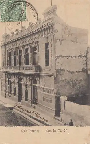 Uruguay 1909: post card Mercedes Club Pogreso to Rome/Italy