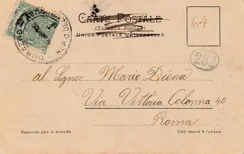 Uruguay 1909: post card Mercedes Club Pogreso to Rom/Italy