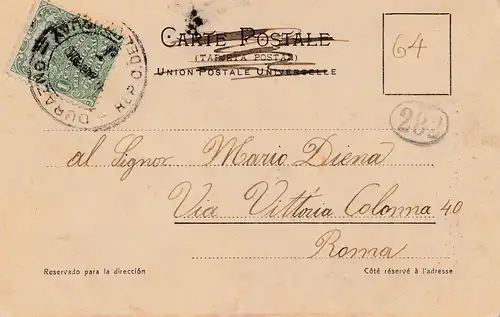 Uruguay 1909: post card Mercedes Club Pogreso to Rome/Italy