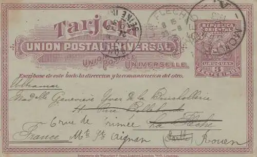 Uruguay 1903: post card Montevideo to Rouen