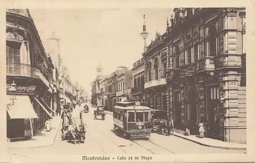 Uruguay 1934: Montevideo, post card Calle 25 de Mayo to Augsburg