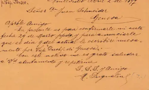 Uruguay 1897: Montevideo post card  to Genf/Switzerland