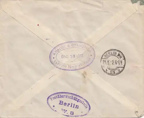 Uruguay 1921: registered Montevideo Krause & Granotich to Berlin